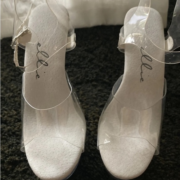 Ellie Clear Platform Ankle Strap Stiletto Heels Size 7 - Picture 4 of 5